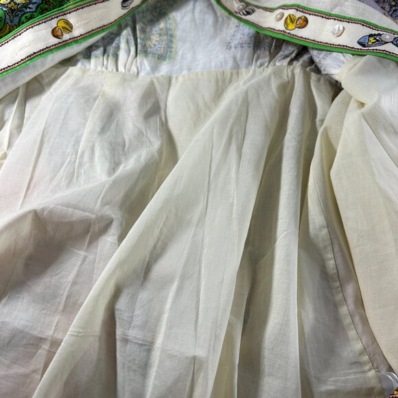 Alemais Womens Size 6 Linen Mini Dress Tropical Mermaid Fish Button Front - Picture 11 of 14